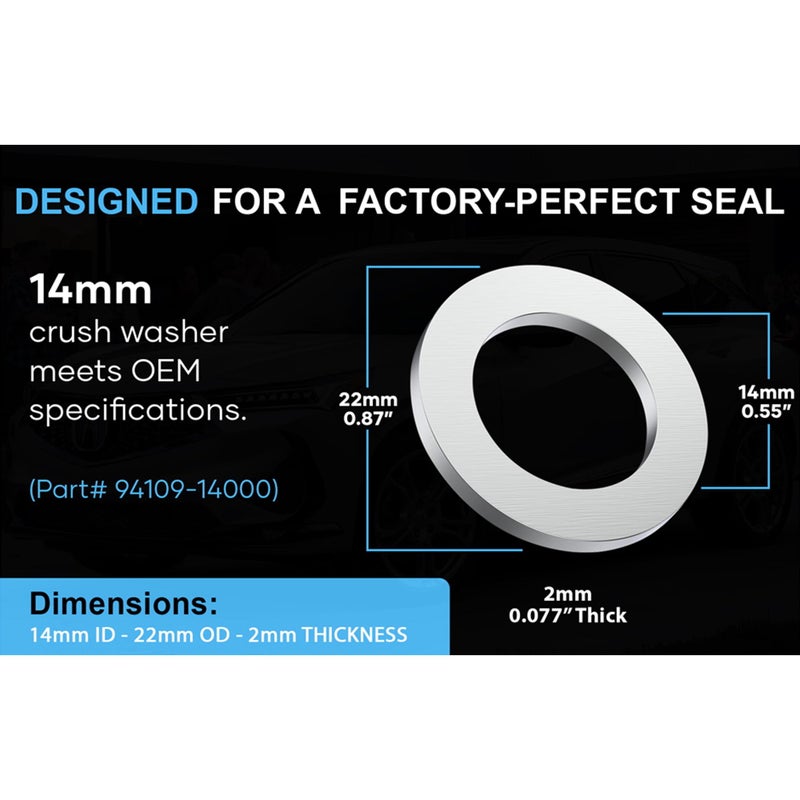 PRIME AVE Aluminium Oil Drain Plug Gaskets - 14mm Crush Washer for Leak Proof Sealing - Durable & Reliable Oil Plug Washer - Compatible with Honda & Acura Part# 94109-140-00 (Pack of 10) - Image 5